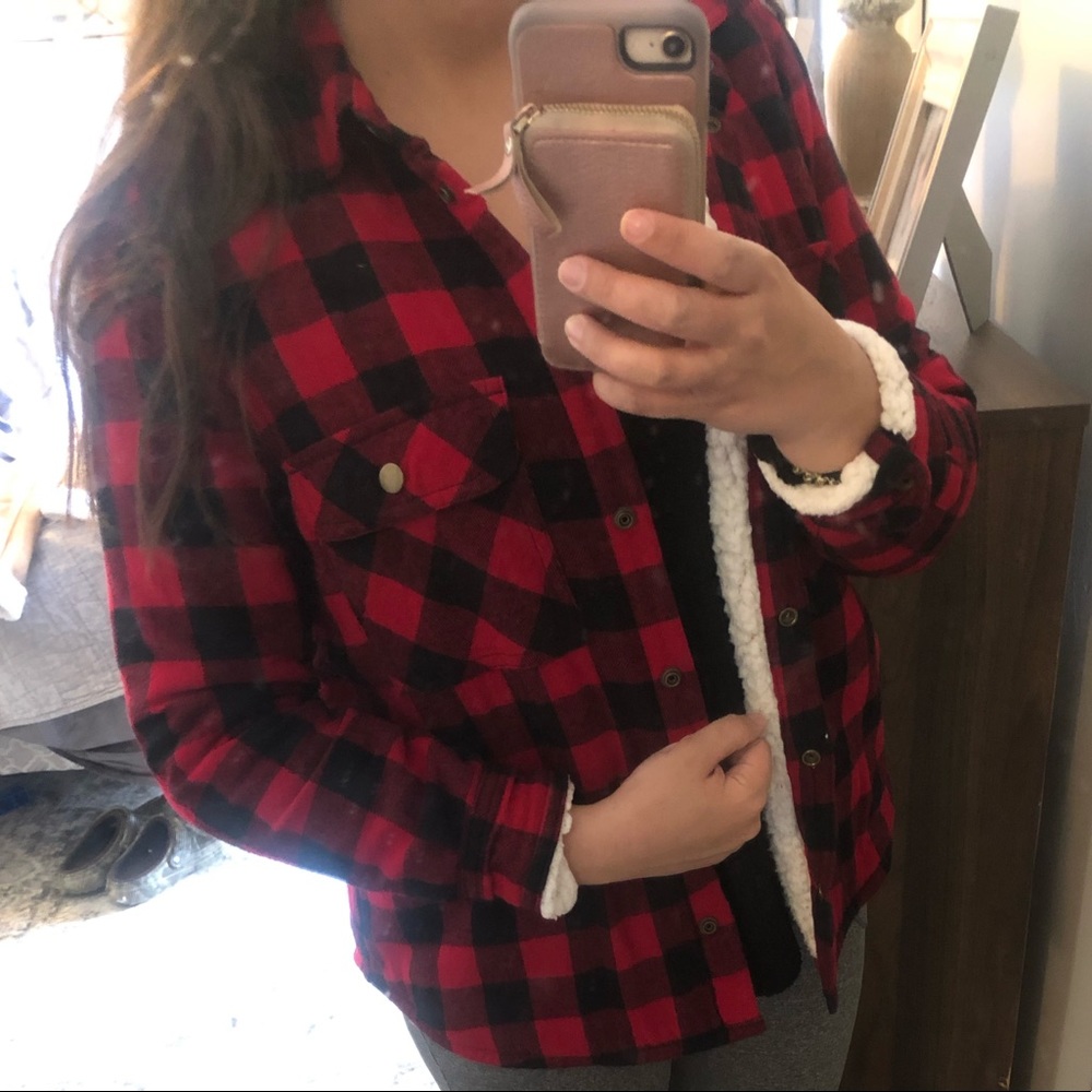 Wool lined buffalo plaid coat